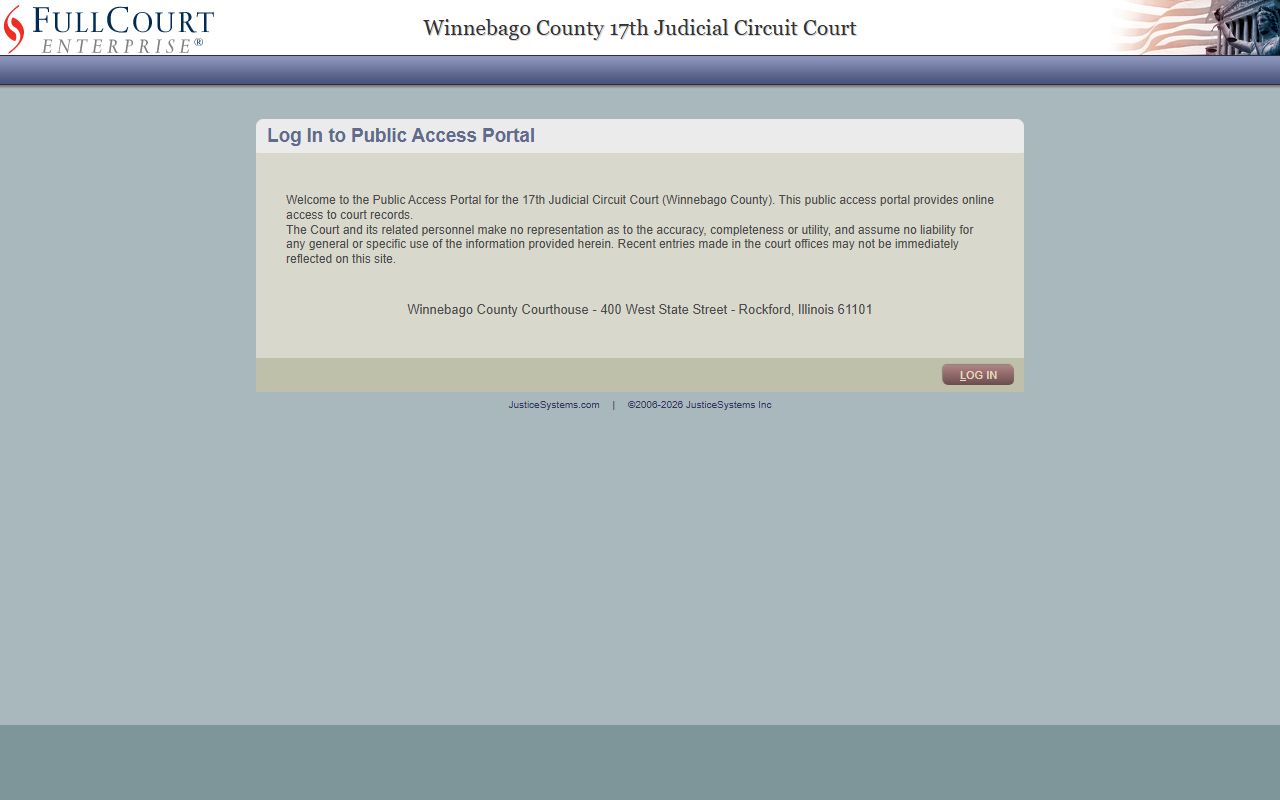 Winnebago County FullCourt Enterprise portal for court records after arrest